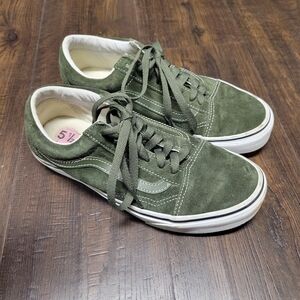 Vans Old Skool Pig Suede Olive Size Men's 5.5 Womens 7